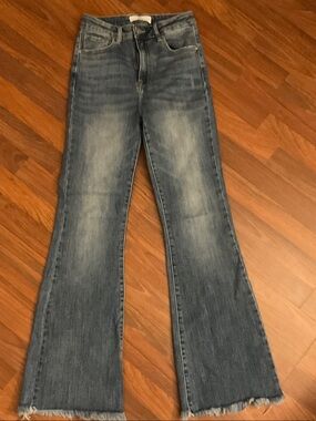 High-Rise Flare Jeans in Medium Wash Blue